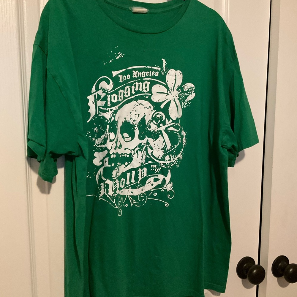 Green Flogging Molly T-Shirt with Skull Design